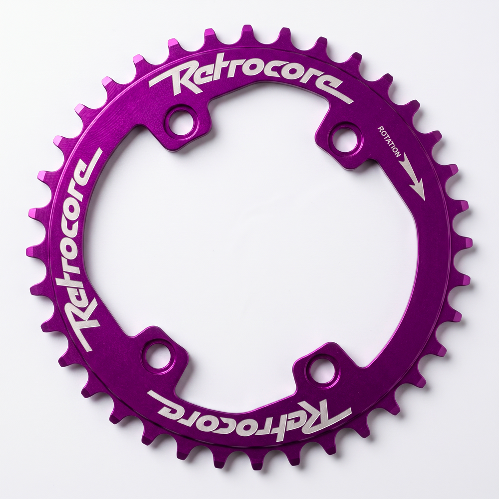 Retrocore purple aluminium chainring