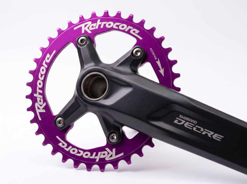 Retrocore chainring mounted on Shimano Deore crankset