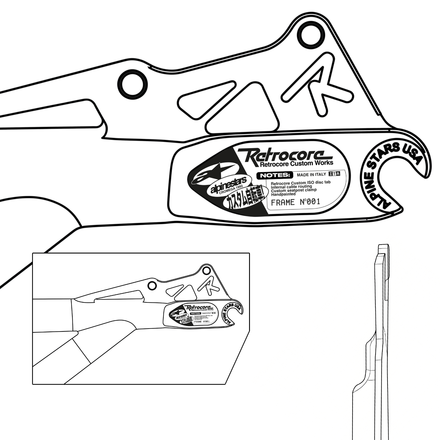 Retrocore custom dropout technical drawing