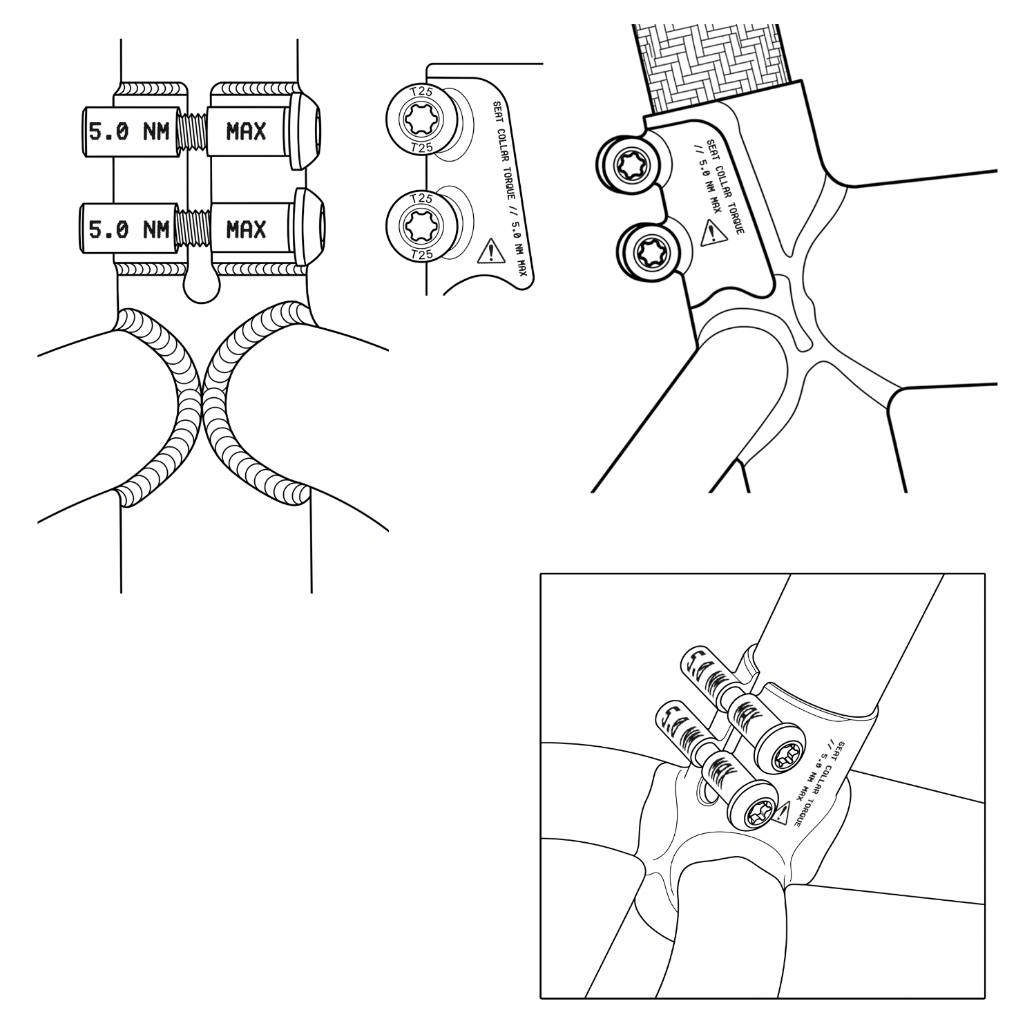 Retrocore seat collar torque technical drawing